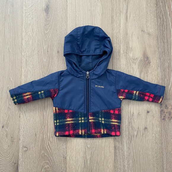 Columbia Jacket Infant 3-6 Months Blue Red Fleece Steen Mountain Full Zip Hoodie - Picture 4 of 13